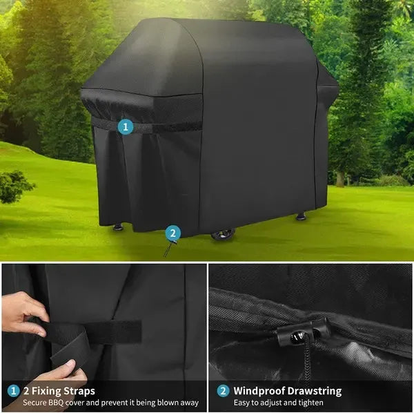BBQ Grill Cover 600D Oxford Waterproof UV Dust Resistant for Outdoor Charcoal and Camping Grills Black 147 x 61 x 122 cm