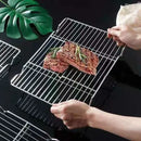 Stainless Steel Grill Rack Cooling Rack for BBQ Grilling and Food Draining, Rectangular Wire Rack, 16 x 26 cm