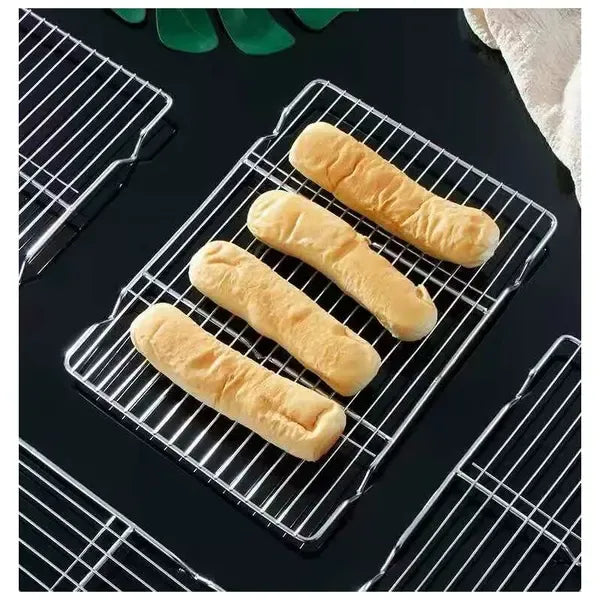Stainless Steel Grill Rack Cooling Rack for BBQ Grilling and Food Draining, Rectangular Wire Rack, 16 x 26 cm