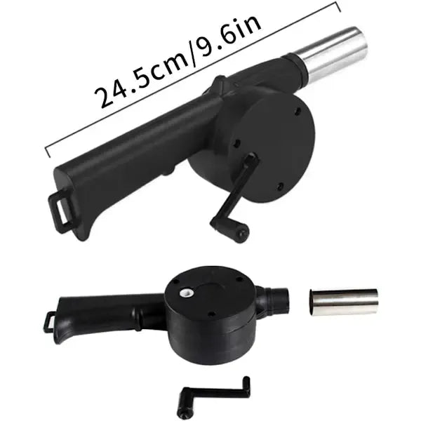 BBQ Grill Fan Hand Crank Charcoal Fire Blower Plastic Body Metal Air Outlet for Outdoor Grilling Camping Fireplace
