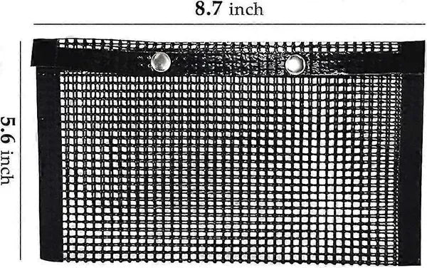 BBQ Grill Mesh Bag Set with 2 Silicone Brushes, Reusable Non-Stick PTFE Food Pouches for Charcoal Grilling, Black, 14 x 22 cm