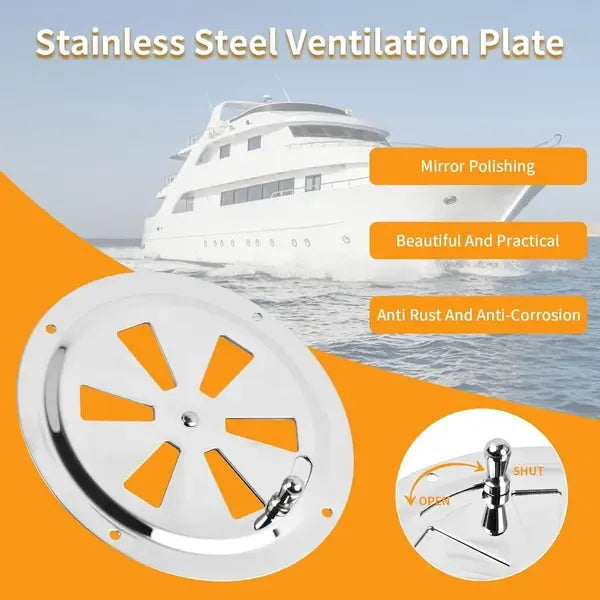 2 Pack BBQ Smoker Vent Covers, Adjustable Stainless Steel Air Vents Replacement Kit for Grills Ovens and Stoves, 12.5 cm