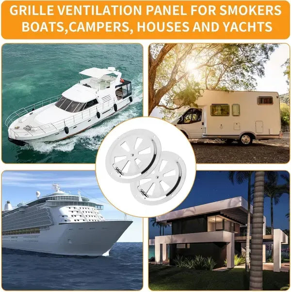 2 Pack BBQ Smoker Vent Covers, Adjustable Stainless Steel Air Vents Replacement Kit for Grills Ovens and Stoves, 12.5 cm