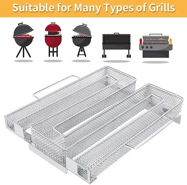 Cold Smoke Generator Stainless Steel Mesh Smoker Tray for BBQ Grills and Smokers, Silver 15 x 15 x 4 cm