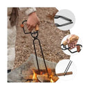 Long Iron Grill Tongs Heavy Duty Fireplace Wood and Charcoal Tongs for BBQ Camping Picnic 47 x 10 cm