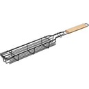 2 Pack Non-Stick Steel BBQ Grill Baskets with Locking Food Cage and Wooden Handles for Camping and Charcoal Grilling, 49 cm