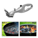 Steam BBQ Grill Cleaning Brush with Stainless Steel Bristles and Scraper for Charcoal Grills, Chemical-Free Cleaning Tool, Grey, 37 cm