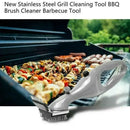 Steam BBQ Grill Cleaning Brush with Stainless Steel Bristles and Scraper for Charcoal Grills, Chemical-Free Cleaning Tool, Grey, 37 cm