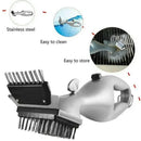 Steam BBQ Grill Cleaning Brush with Stainless Steel Bristles and Scraper for Charcoal Grills, Chemical-Free Cleaning Tool, Grey, 37 cm