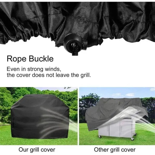 Waterproof 210D Oxford Grill Cover with PVC Coating, UV and Wind Resistant Protection for Outdoor BBQ Grills, Black, 190 x 71 x 117 cm