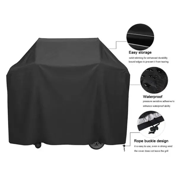 Waterproof 210D Oxford Grill Cover with PVC Coating, UV and Wind Resistant Protection for Outdoor BBQ Grills, Black, 190 x 71 x 117 cm