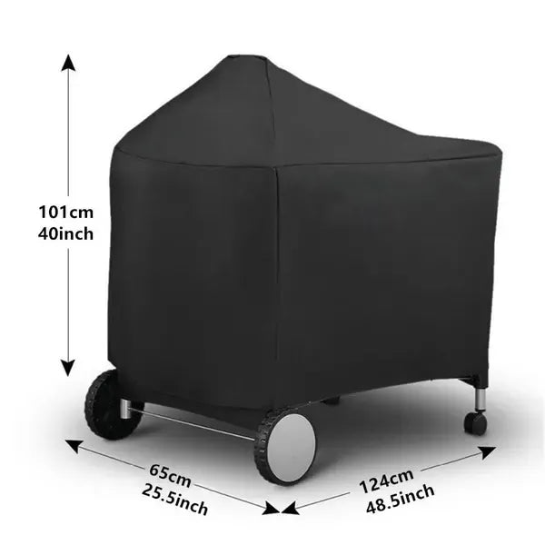 Waterproof Charcoal Grill Cover UV Resistant Weatherproof Protection for Outdoor Camping Black 124 x 65 x 101 cm