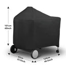 Waterproof Charcoal Grill Cover UV Resistant Weatherproof Protection for Outdoor Camping Black 124 x 65 x 101 cm