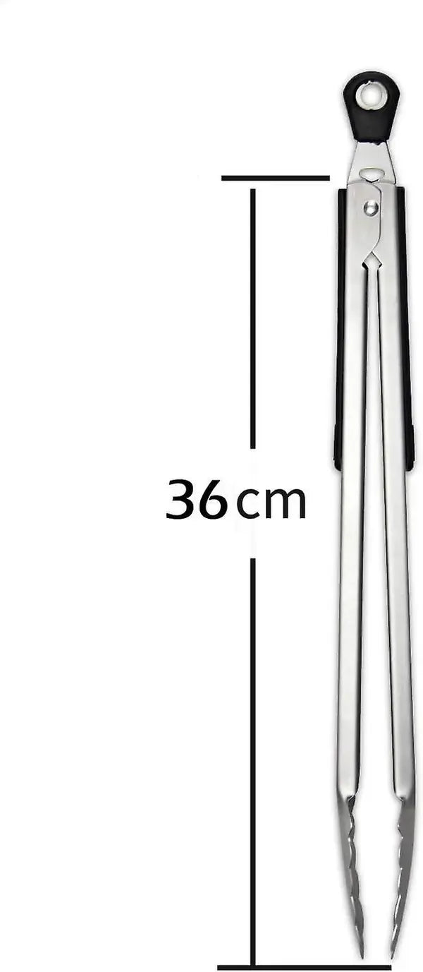 2 Pack 430 Stainless Steel Locking Kitchen Tongs with Silicone Grip for BBQ Cooking, Serving and Outdoor Grilling, 36 cm