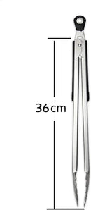 2 Pack 430 Stainless Steel Locking Kitchen Tongs with Silicone Grip for BBQ Cooking, Serving and Outdoor Grilling, 36 cm