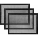 3 Pack Reusable Fibreglass Grill Mats with Non-Stick PTFE Coating for Gas, Charcoal Grills and Pellet Smokers, Black, 40 x 33 cm