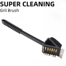 2 Pack Grill Brush and Scraper Set, Lightweight Double Sided 3-in-1 Plastic BBQ Cleaning Brush for Gas and Charcoal Grills
