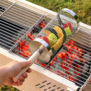 304 Stainless Steel Rolling Grill Basket Set with Removable Handle for Vegetables, Shrimp and Outdoor BBQ, Nesting Design, Silver