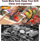 304 Stainless Steel Rolling Grill Basket Set with Removable Handle for Vegetables, Shrimp and Outdoor BBQ, Nesting Design, Silver