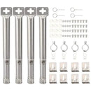 4 Pack Adjustable Stainless Steel Gas Grill Burner Tubes for Most Propane Grills, Replacement Parts for Even Heat Distribution, Silver