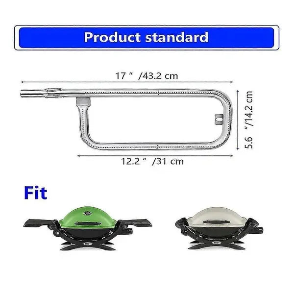 Stainless Steel Gas Grill Burner Tube Replacement for Weber Q100, Q120, Q1000, Q1200 and Baby Q Grills, Silver, 43 cm