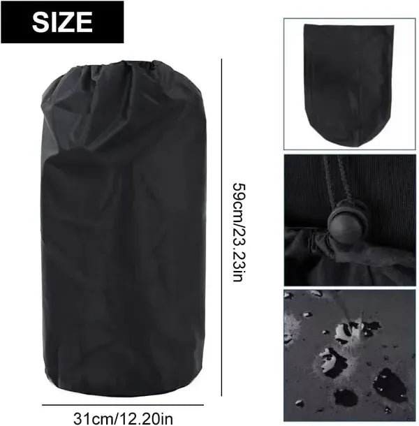 Waterproof Propane Gas Tank Cover with Drawstring, Dustproof Polyester Protection for Outdoor BBQ and Camping Cylinders, Black, 31 x 59 cm
