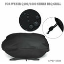 Waterproof 210D Oxford Grill Cover Compatible with Weber Q1000 and Q1200 Portable Gas Grills, Black, 67 x 44 x 32 cm