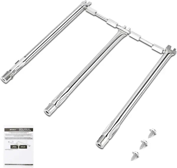 Grill Burner Replacement Set for Weber Spirit 300 Series, 304 Stainless Steel, Front Control Models, Silver