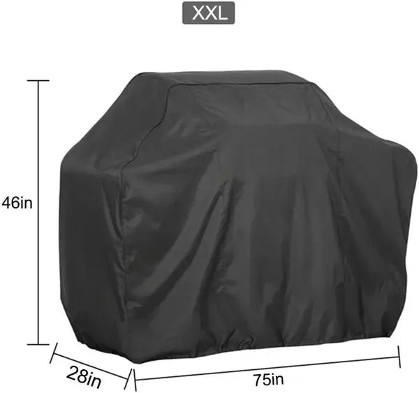 Heavy Duty Waterproof 210D Gas Grill Cover with Drawstring and UV Protection for Outdoor BBQ Grills, Black, 191 cm
