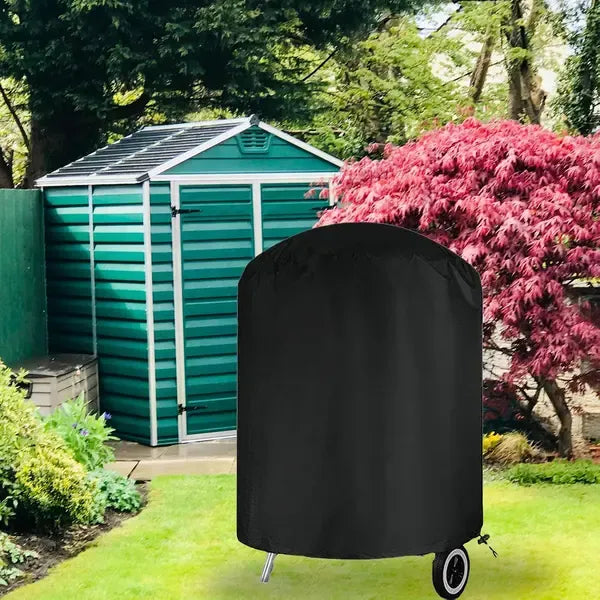 Round Grill Cover 210D Oxford Fabric Waterproof Tear Resistant UV Resistant for Outdoor BBQ Grills 62 x 105 cm