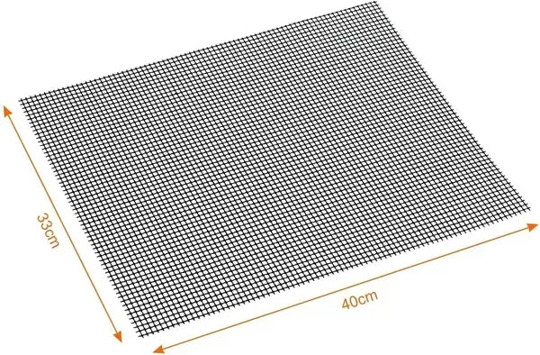 5 Pack Grill Mesh Mats, Reusable Cuttable Non-Stick PTFE Coated Fiberglass for BBQ, Camping and Picnic, Black 40 x 33 cm