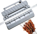 Manual Kebab Maker Press with ABS Skewer Mould, Easy-Clean BBQ Tool for Meat Skewers, Camping, Picnics and Outdoor Grilling, Grey