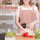 2 Pack Adjustable Cotton Linen Kitchen Aprons with Front Pockets for Cooking, Baking, BBQ, Restaurants and Gardening, Striped
