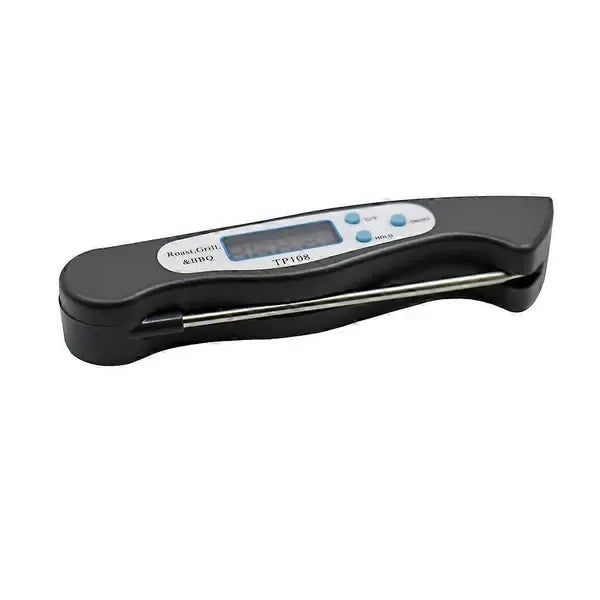 Digital Meat Thermometer With Foldable Probe LCD Display for Cooking Grilling Baking Milk Bath Water Black