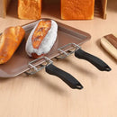 2 Pack Oven Tray Grippers Stainless Steel Hot Plate Tongs with Heat Resistant Handle for Kitchen Baking Black