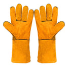 Heat Resistant Split Cowhide Welding Gloves with Cotton Lining for Welding, Grilling, Fireplaces and Gardening, Yellow, 33 cm