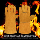 Heat Resistant Split Cowhide Welding Gloves with Cotton Lining for Welding, Grilling, Fireplaces and Gardening, Yellow, 33 cm