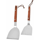 2 Pack BBQ Spatula Set, Stainless Steel Teppanyaki Grill Spatulas with Wooden Handles for Grilling and Griddle Cooking