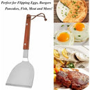 2 Pack BBQ Spatula Set, Stainless Steel Teppanyaki Grill Spatulas with Wooden Handles for Grilling and Griddle Cooking