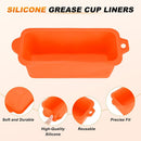 2 Pack Reusable Silicone Grease Cup Liners, Heat Resistant Drip Tray Inserts for 17, 22, 28 and 36 Inch Griddles, Orange
