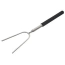 Telescopic Campfire Roasting Fork, Double Prongs, Stainless Steel, Rotating Handle, for Camping, Picnics and Outdoor Cooking, Black