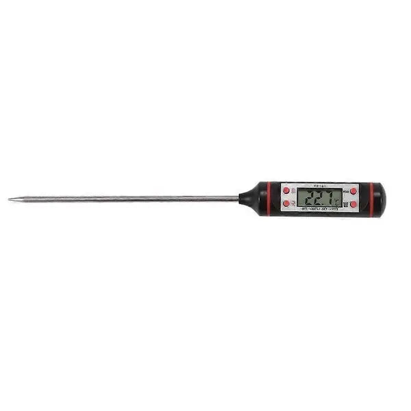 Digital Food Thermometer with Stainless Steel Probe for BBQ Meat, Baking, Coffee, Baby Food and Bath Water, Black