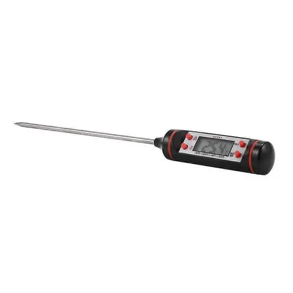 Digital Food Thermometer with Stainless Steel Probe for BBQ Meat, Baking, Coffee, Baby Food and Bath Water, Black