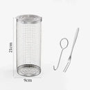 2 Pack Stainless Steel Rolling Grill Baskets with Hooks and Forks for Vegetables, Seafood, Camping and Home BBQ, Silver, 31 cm and 21 cm