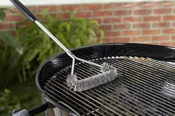Grill Brush with Stainless Steel Bristles, 3 Sided Heavy Duty Design and Ergonomic Handle for Charcoal Gas Electric Grills