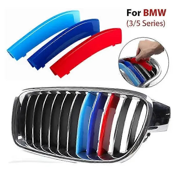 3 Pack ABS Kidney Grille Trim Covers, Snap-On M Colour Slats for BMW 3 Series F30 and 5 Series E60, F10 and F11