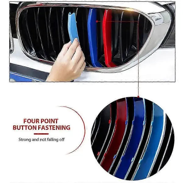 3 Pack ABS Kidney Grille Trim Covers, Snap-On M Colour Slats for BMW 3 Series F30 and 5 Series E60, F10 and F11