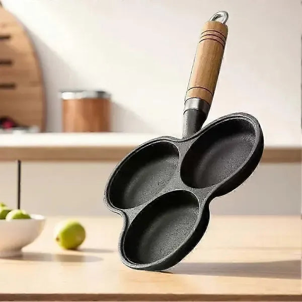 3 Cup Egg Frying Pan Non-Stick Iron Breakfast Omelet Skillet for Eggs Pancakes and Bacon, for Home, Garden and Everyday Use, Black