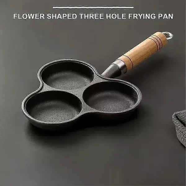 3 Cup Egg Frying Pan Non-Stick Iron Breakfast Omelet Skillet for Eggs Pancakes and Bacon, for Home, Garden and Everyday Use, Black