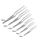 10 Pack Stainless Steel BBQ Food Tongs, Slim Serving Tweezers for Grilling, Cooking, Buffets and Food Preparation, Silver, 20 cm